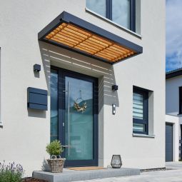 gutta Rechteckvordach BS Timber-Line anthrazit Trendiger Bauhausstil, edel verarbeitet, mit Schwarzwälder Tanne aus ausgewählten Höhenlagen und Acrylglas-Abdeckung