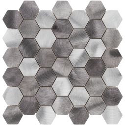 Wellker Metallmosaik Silver Hexagon 30x30 cm Mosaikfliesen Geeignet für Boden oder Wand