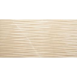 Wellker Wandfliese Yoro Crema Waves glasiert glänzend rektifiziert 30x60 cm Stärke 10 mm Ideal für Küche, Badezimmer und andere Feuchträume