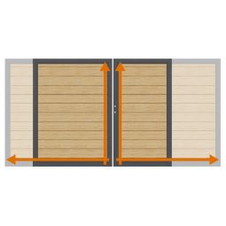 TraumGarten Doppeltor auf Maß Sichtschutzzaun SYSTEM ALU PLUS Lärche Ausschäumte Aluminium-Profile im modernen Design, pflegeleicht, stabil und wetterfest, Breite bis 360 cm, Höhe bis 180 cm