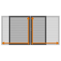 TraumGarten Doppeltor auf Maß Sichtschutzzaun SYSTEM ALU PLUS Silber Ausschäumte Aluminium-Profile im modernen Design, pflegeleicht, stabil und wetterfest, Breite bis 360 cm, Höhe bis 180 cm