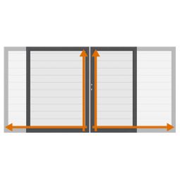 TraumGarten Doppeltor auf Maß Sichtschutzzaun SYSTEM ALU PLUS Weiß Ausschäumte Aluminium-Profile im modernen Design, pflegeleicht, stabil und wetterfest, Breite bis 360 cm, Höhe bis 180 cm