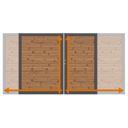 TraumGarten Doppeltor auf Maß Sichtschutzzaun SYSTEM NEO THERMO-HOLZ Langlebiger Doppelrahmen mit Thermoholz-Füllung, maßgefertigt bis 360x180 cm, inklusive Schloss, Sicherheitsausstattung und Beschlagsatz
