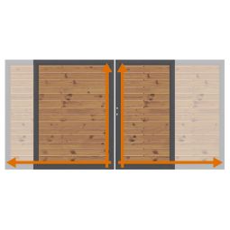 TraumGarten Doppeltor auf Maß Sichtschutzzaun SYSTEM RHOMBUS THERMO-HOLZ Thermisch behandeltes Rhombus-Holz im Aluminium-Rahmen, langlebig, wetterfest und pflegeleicht, Breite bis 360 cm, Höhe bis 180 cm