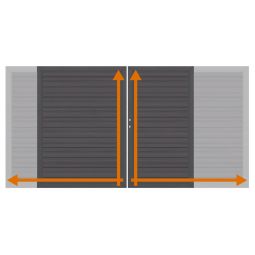 TraumGarten Doppeltor auf Maß Sichtschutzzaun SYSTEM WPC Platinum Anthrazit Umlaufender Edelstahl-Aluminium-Doppelrahmen, maßgefertigt, wetterfest, WPC-Füllung, inkl. Schloss, Beschlagsatz, Bodenschieber, Aufhebelschutz, Auflaufstütze