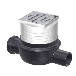 ACO Badablauf 100x100mm Easyflow flach Zulauf-Ablauf seitlich Komplettset, Ablaufdurchmesser: DN50