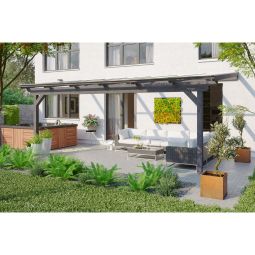 Skan Holz Terrassenüberdachung Ancona Terrassendach verschiedene Größen und Farben, Leimholz (Fichte), Wandanbau