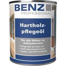 BENZ PROFESSIONAL Hartholzpflegeöl Holzschutzmittel Intensive Pflege für dichte Außenhölzer, verschiedene Farben, für alle Hölzer im Außenbereich, mit Tiefenimprägnierung