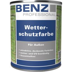 BENZ PROFESSIONAL Wetterschutzfarbe Holzschutzmittel  Deckender Langzeitschutz für Außenholz, verschiedene Farben, für alle Hölzer, wetter- und UV-beständig