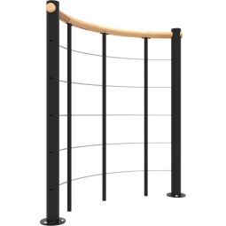 Minka Brüstungsgeländer schwarz mit Untergurten und Holz-Handlauf rund mit Massivholzhandlauf