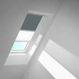 VELUX Verdunkelungsrollo Duo DFD Blaugrau/Weiß 4581 Schutz gegen Hitze, für verschiedene VELUX-Dachfenster geeignet