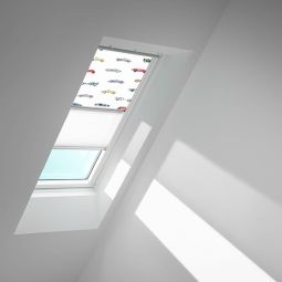 VELUX Verdunkelungsrollo Duo DFD Kids Rennautos 4654 Schutz gegen Hitze, für verschiedene VELUX-Dachfenster geeignet