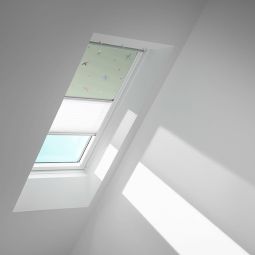 VELUX Verdunkelungsrollo Duo DFD Kids Grüne Sterne 4661 Schutz gegen Hitze, für verschiedene VELUX-Dachfenster geeignet