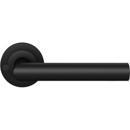 Karcher Türgriff-Garnitur Rhodos ER28 Kosmos Schwarz und KD Comfort Einsteckschloss S9 Türgriff mit integrierter Privacy Pin Verriegelung, inklusive KD Comfort Schloss in DIN Richtung