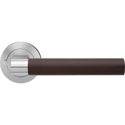 Karcher Türgriff-Garnitur Madeira Leder ER45LD KD Comfort Privacy Edelstahl matt Türklinke Schließen ohne Schlüssel, Türgriff mit integrierter Privacy Pin Verriegelung