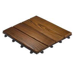 florco Klickfliese plus Holz ThermoEsche glatt 4 Latten 30x30cm, kombinierbares Klicksystem mit Echtholzoberfläche
