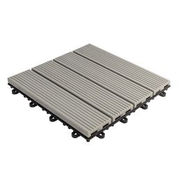 florco WPC Klickfliese grau 30x30x2,8cm, stabil und robust kombinierbares Klicksystem

