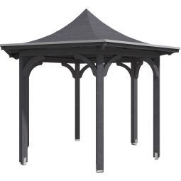 Skan Holz Pavillon Versailles Schiefergrau Holzpavillon 418x360cm, Leimholz