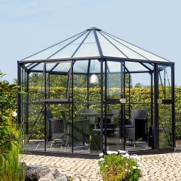 Vitavia Gewächshaus Pavillons Juno Tomatenhaus Schwarz Kombiverglasung ESG / HKP