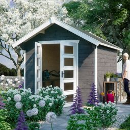 Skan Holz Gerätehaus Hengelo Geräteschuppen Abmessung (BxT) 250x300, skandinavisches Fichtenholz, Wandstärke 28mm, verschiedene Farben