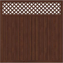 TraumGarten Sichtschutzzaun LONGLIFE RIVA mit Gitter Nussbaum Sichtschutz Lamellenzaun hochwertiger Fenster-Kunststoff, licht- und wetterbeständig, verschiedene Größen