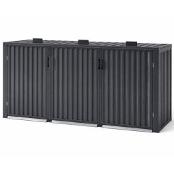 Wellker Mülltonnenbox 3er Metall anthrazit für 120 - 240 L Tonne Mülltonnenverkleidung mit Klappdeckel