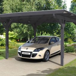 Skan Holz Einzelcarport Odenwald Schiefergrau Unterstand verschiedene Größen, Leimholz (Fichte), Pfostenstärke 12x12cm