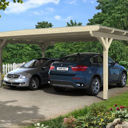 Skan Holz Doppelcarport Odenwald Naturbelassen Unterstand verschiedene Größen, Leimholz (Fichte), Pfostenstärke 12x12cm