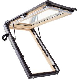 Roto Dachfenster Designo R89P H2SA Wohnsicherheitsausstieg Premium Verglasung Holz Fenster 3-fach Sicherheits- und Wärmedämm-Isolierverglasung, Schallschutzklasse 3, Anti-Tau Beschichtung, Edelgasbefüllung