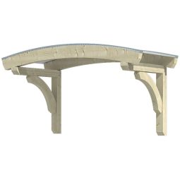 Skan Holz Vordach Rostock Dach Natur Runddach aus nordischem Fichtenholz, Dach aus einer 10 mm starken Polycarbonat-Doppelstegplatte, 174x80 cm