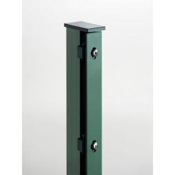 Pfosten Doppelstabmattenzaun mit Abdeckleiste grün zum Einbetonieren Rechteckpfosten 60x40 mm, bis maximale Zaunhöhe 1830 mm, inklusive Kunststoffabdeckkappe grün