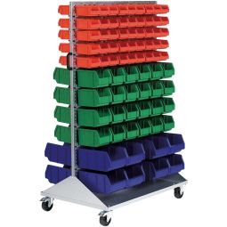 Wellker Fahrbarer Wagen FR 2 für Sichtlagerkästen Traglast 300 kg, inklusive 154 Sichtlagerkästen