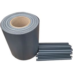 Wellker Sichtschutzstreifen anthrazit mit Klemmschienen Doppelstabzaun Zaunfolie 450 g/qm Gewicht, Rollenlänge: 35 m, Höhe: 19 cm, Rundrohr-Klemmen: 20 Stück