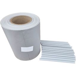 Wellker Sichtschutzstreifen grau mit Klemmschienen Doppelstabzaun Zaunfolie 450 g/qm Gewicht, Rollenlänge: 35 m, Höhe: 19 cm, Rundrohr-Klemmen: 20 Stück