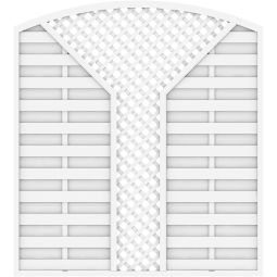 TraumGarten Sichtschutzzaun LONGLIFE ROMO mit V-Gitter weiß Sichtschutz Lamellenzaun wetterbeständiger Fenster-Kunststoff, klassisches Flechtzaun Design, 180x180 (196) cm