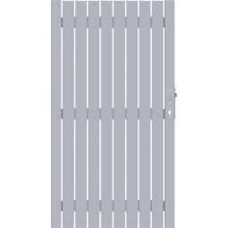 TraumGarten Alu-Tor Sichtschutzzaun SQUADRA Silber Größe 98x180 cm, hochwertige Aluminiumprofile, zwei Sichtseiten, DIN rechts oder DIN links, inkl. Beschlagsatz