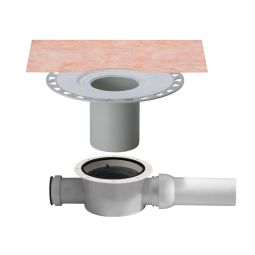 Schlüter-KERDI DRAIN GV Bodenablauf mit waagerechtem DN 50 Stutzen Bodenablaufsystem mit KERDI Dichtmanschette