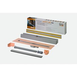 Schlüter-KERDI-LINE A Duschrinnen-Set mit Abdeckung V4A Edelstahl Komplettset mit Abdeckrost und waagerechtem DN 40 Stutzen