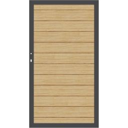 TraumGarten Sichtschutzzaun SYSTEM ALU PLUS Tor Lärche/Anthrazit Größe 98x180 cm, Aluminiumrahmen 66x40 mm, Aluminium-Profile, stabil, wetterfest, wartungsarm