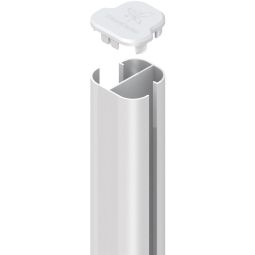 TraumGarten Sichtschutzzaun SYSTEM Eck-Steckpfosten Basic Erdverbau weiß Alu-Eckpfosten zum Einbetonieren, Winkel von 90° bis 180° einstellbar, 150/240/298 cm, extrem stabil & pflegeleicht, inklusive Pfostenkappe und Endprofil