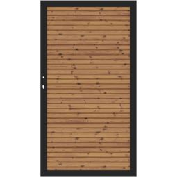 TraumGarten Sichtschutzzaun SYSTEM NEO THERMO-HOLZ Tor Tor 98x180 cm mit Thermo-Holzprofilen & Metallrahmen in Anthrazit – DIN li./re. montierbar, stabil & witterungsfest