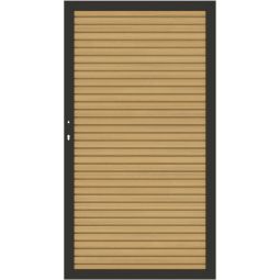TraumGarten Sichtschutzzaun SYSTEM NEO PLATINUM Tor lärche Einzeltor 98x180 cm mit Alurahmen & 12 ummantelten WPC-Profilen – witterungsbeständig & DIN li./re. anschlagbar