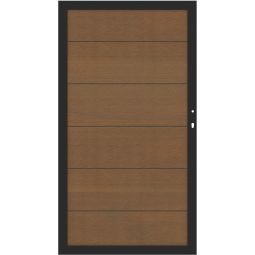 TraumGarten SYSTEM Platinum XL Tor Teak Braun Stabiles Gartentor in warmer, dunkler Holzoptik, 98 x 180 cm