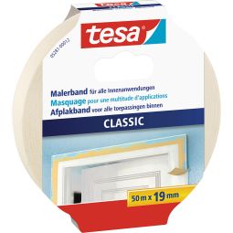 tesa Maler-Kreppband Classic Zuverlässiges, hochwertiges Abklebeband für saubere Farbkanten, verschiedene Breiten, zum Abkleben, Abdecken oder Bündeln
