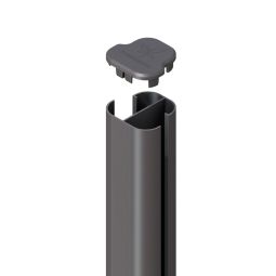 TraumGarten Sichtschutzzaun SYSTEM Eck-Steckpfosten Basic Aufdübeln Anthrazit Alu-Eckpfosten zum Aufschrauben, Winkel von 90° bis 180° einstellbar, 105/192,5 cm, inklusive Pfostenträger, Pfostenkappe und Pfostenfussabdeckung