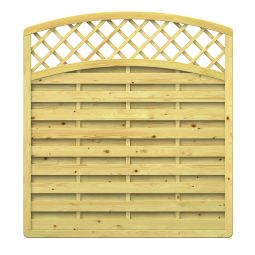 TraumGarten Sichtschutzzaun Holz XL Rundbogen mit Gitter-rund-oben Sichtschutz Lamellenzaun verstärkter Rahmen, Lamellen glatt gehobelt, verschiedene Größen