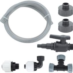 Wellker IBC Tankverbinderset Quick mit Schlauch DN25 Verbindung von zwei IBC Regenwassertanks mit S60x6 (DN50) IG