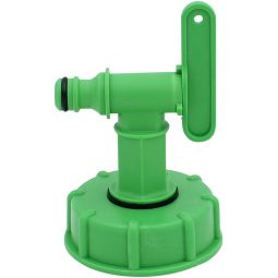Wellker IBC Adapter kleiner Hahn passend für IBC-Regenwassertanks mit S60x6 (DN50) IG, 2″ Grobgewinde-Auslaufhahn (Ø 55–62 mm)