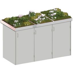 Binto Mülltonnenbox 3er-Box HPL-Grau Pflanzschale 3