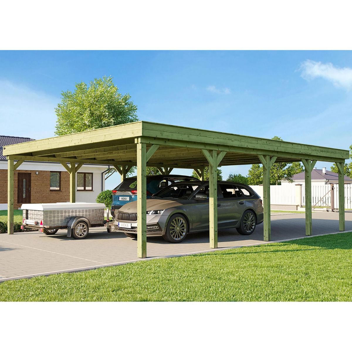 weka Doppelcarport 609 mit Stahltrapezblechdach Unterstand